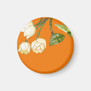 Orangelbe Lotus-Blume und Seedpod Magnet