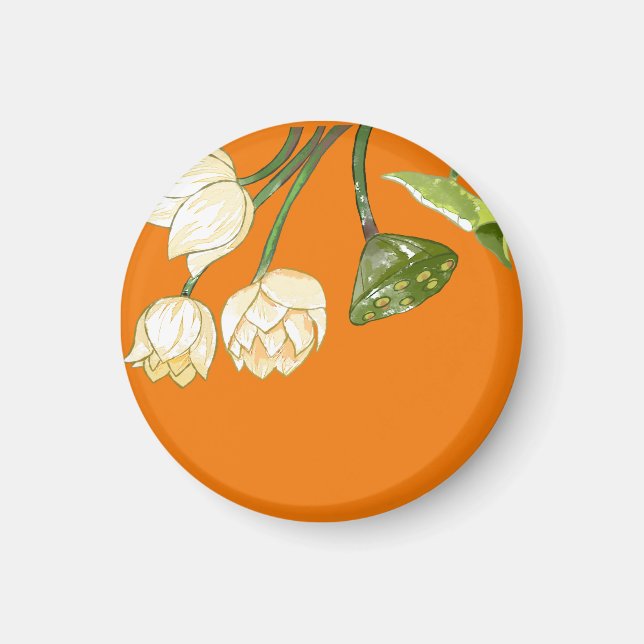 Orangelbe Lotus-Blume und Seedpod Magnet (Vorne)