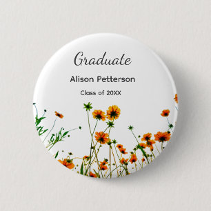 Orangelbe Wildblumen Moderne Graduate rustikal Button