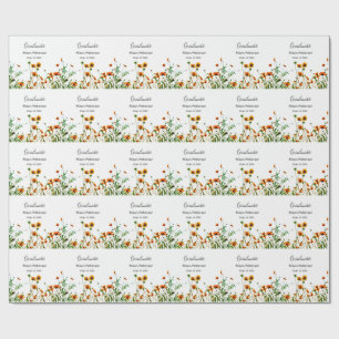 Orangelbe Wildblumen Moderne Graduate rustikal Geschenkpapier