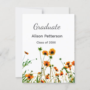 Orangelbe Wildblumen Moderne Graduate rustikal Postkarte