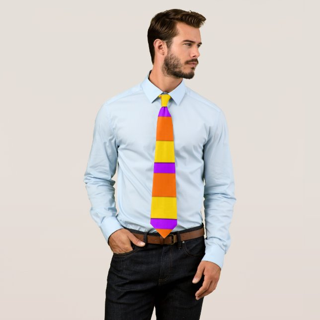 Orangelber Lavendel gestreift Necktie Krawatte (Beispiel)