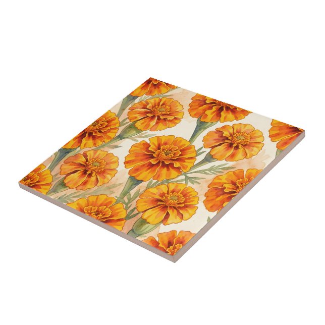 Orangemuster aus Ringelblumen Fliese (Seite)