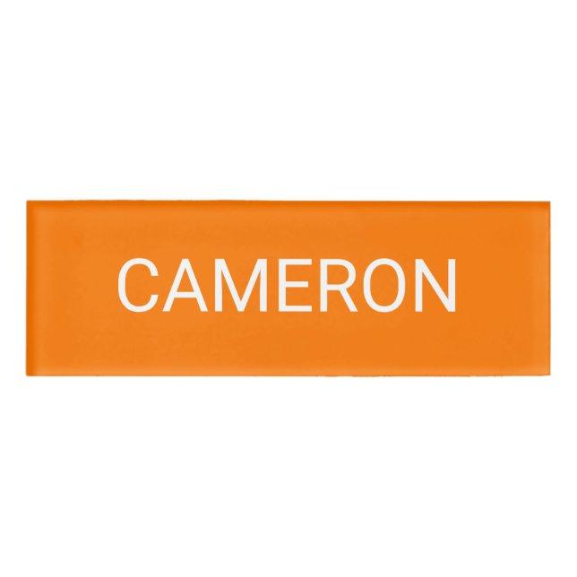 Orangen Akrylnametag Berufliches Abzeichen Magneti Namenschild (Vorderseite)