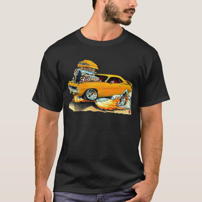 Orangen-Auto 1970 Plymouths Cuda T-Shirt (Vorderseite)