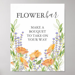 Orangen-Blumen-Bar-Schild Poster