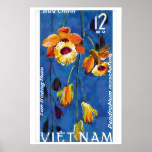 Orangen Blumen Briefmarken Druck Vintage Poster