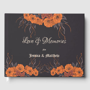 Orangen Blumen Elegante Hochzeit Gästebuch
