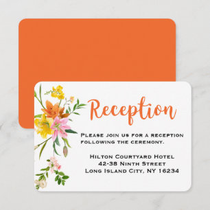 Orangen Blumen Hochzeitsempfang Lily Rosa Blumen Einladung