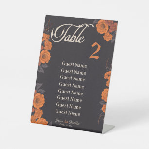 Orangen Blumen individuelle Tischsitzordnung Sockelschild