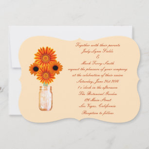 Orangen-Blumen-Mason-Glas-Hochzeits-Einladung Einladung