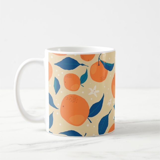 Orangen Branchen: Beige Hintergrundmuster Kaffeetasse (Links)