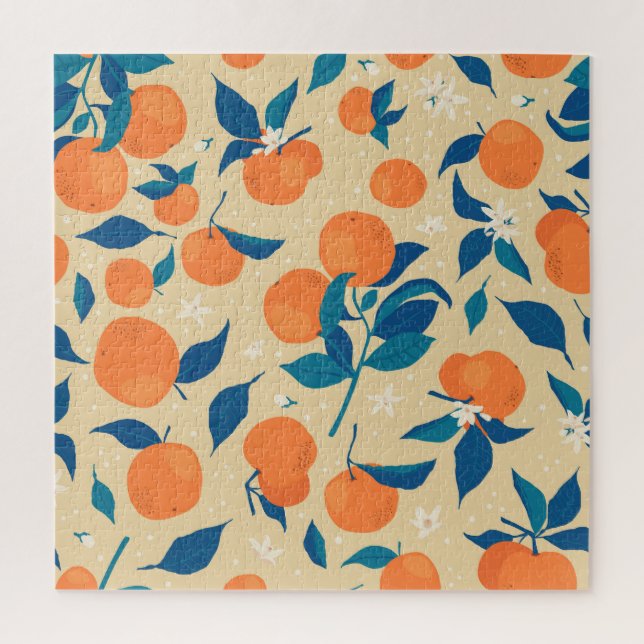 Orangen Branchen: Beige Hintergrundmuster Puzzle (Vertikal)