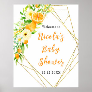 Orangen Citrus Baby Shower Begrüßung Poster
