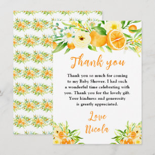 Orangen Citrus Baby Shower Dankeskarte