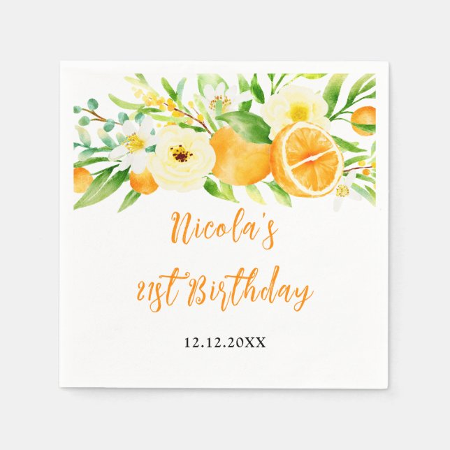 Orangen Citrus Baby Shower Serviette (Vorderseite)