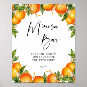 Orangen Citrus Brautparty Mimosa Bar Sign Poster