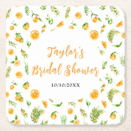 Orangen Citrus Brautparty Rechteckiger Pappuntersetzer