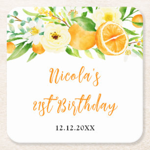 Orangen Citrus Geburtstag Rechteckiger Pappuntersetzer