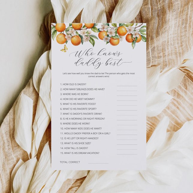 Orangen, die Daddy Best Baby Shower Game kennen (Von Creator hochgeladen)
