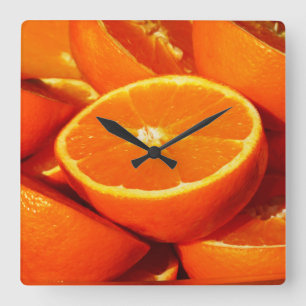 Orangen-Fotografie Quadratische Wanduhr