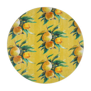 Orangen Frucht Aquarell Frische Zitrus Kunstwerk Schneidebrett