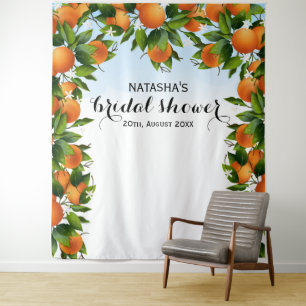 Orangen Frucht Botanische Hochzeit Hintergrund d Wandteppich
