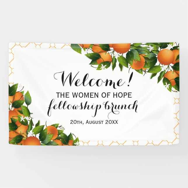 Orangen Früchte auf Trellis | Hochzeit Banner (Horizontal)