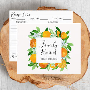 Orangen Früchte und Blumen Familienrezeptkarte