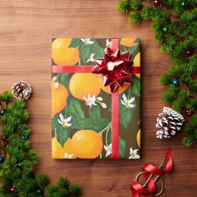 Orangen Geschenkpapier (Feiertagsgeschenk)