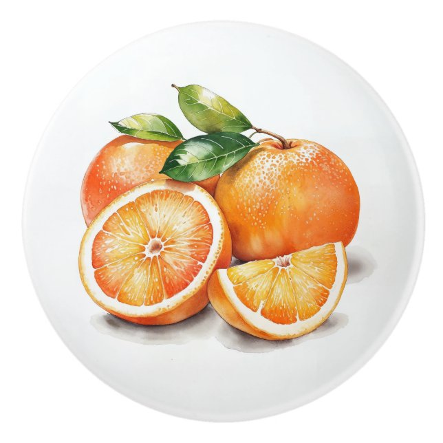 Orangen, geschnitten und ganz keramikknauf (Vorderseite)