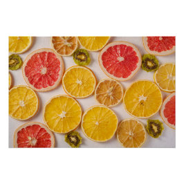 Orangen-Grapefruits und Kiwi-Muster-Früchte Poster