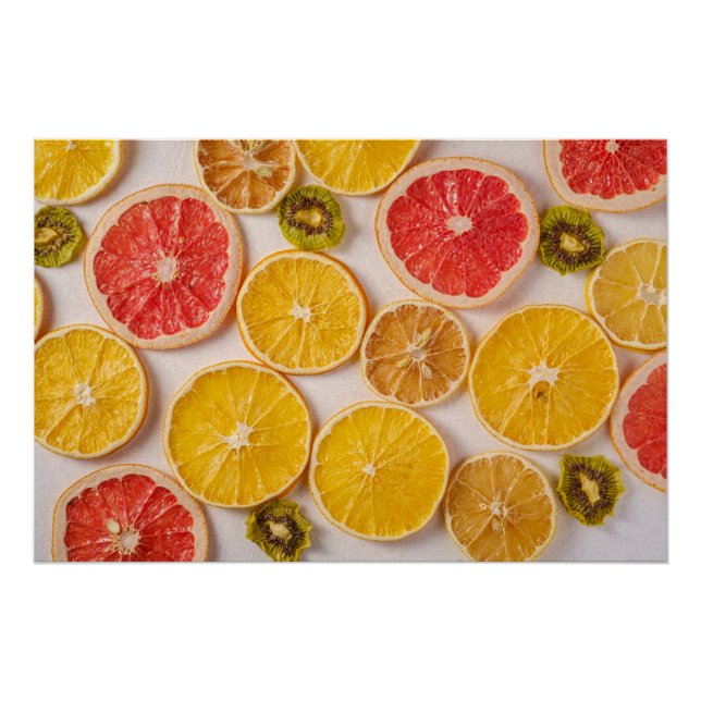 Orangen-Grapefruits und Kiwi-Muster-Früchte Poster (Vorderseite)