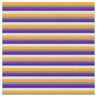 Orangen, grau, Lila, blau, blassgoldene Streifen Stoff