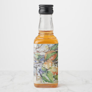 Orangen im Baum. Aquarell Alkoholflaschenetikett