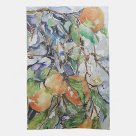 Orangen im Baum. Geschirrtuch