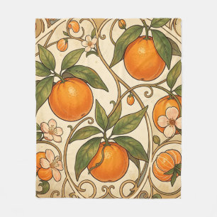 Orangen im Jugendstil-Muster Fleecedecke