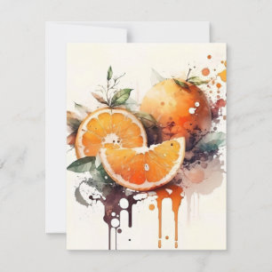 Orangen in Aquarellen Feiertagskarte