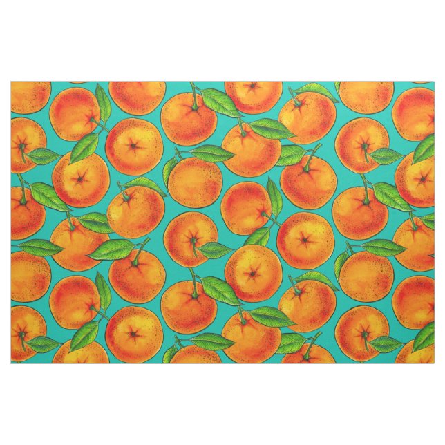 Orangen in blau stoff (Fat Quarter (45,7 x 55,9 cm))