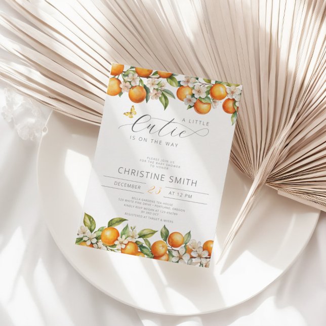 Orangen Kleine Süsse ist auf dem Weg Babydusche Einladung (Von Creator hochgeladen)