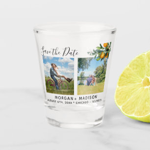 Orangen mit mehreren Fotos Save the Date Schnapsglas