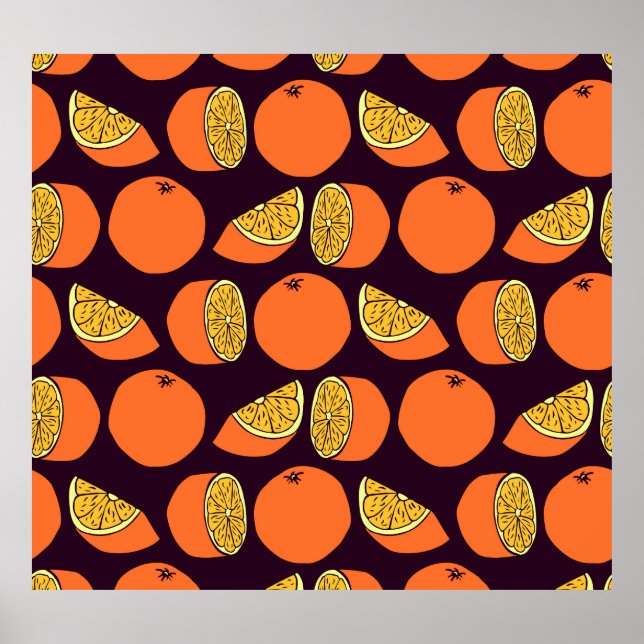 Orangen nahtlose Muster, Vintage Textur. Poster (Vorne)