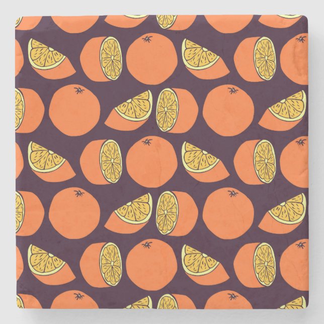 Orangen nahtlose Muster, Vintage Textur. Steinuntersetzer (Vorderseite)