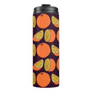 Orangen nahtlose Muster, Vintage Textur. Thermosbecher