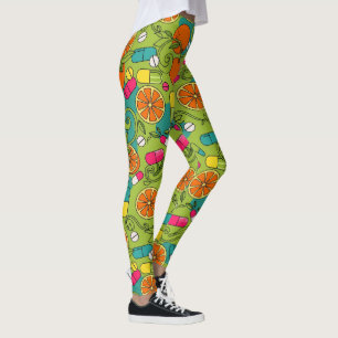 Orangen, Obst und Kapseln Gesundheitswesen Legging Leggings