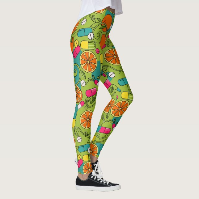 Orangen, Obst und Kapseln Gesundheitswesen Legging Leggings (Rechts)