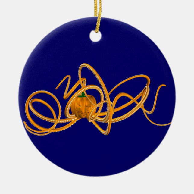 Orangen-Oktopus Keramik Ornament (Vorne)