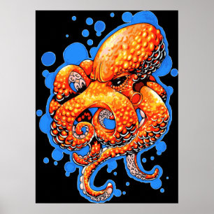 Orangen-Oktopus Poster