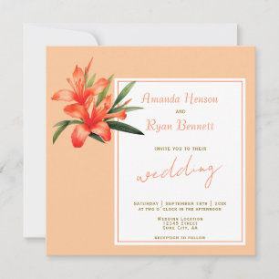 Orangen Oleander Aquarell Blume Floral Hochzeit Einladung
