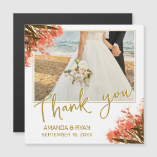 Orangen Oleander Blumen Foto Danke Hochzeit  Magnetkarte